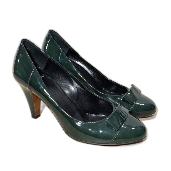 Moschino CheapandChic Patent Leather Bow Pumps - Forest Green 38/8 - Picture 1 of 8